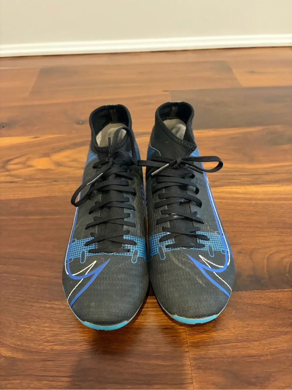 Nike Black and Blue Mercury Kids Soccer Cleats